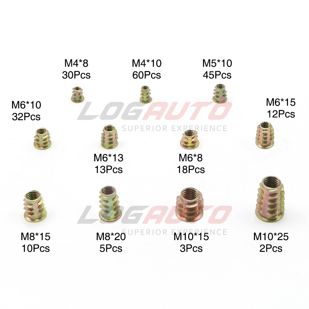 230Pcs Threaded Hex Socket Drive Wood Screws Inserts Nuts Assortment Kit M4-M10