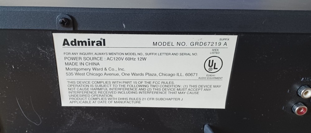 Admiral 5 Disc Changer CD Player Model GRD67219A | Tested | Fully Functional