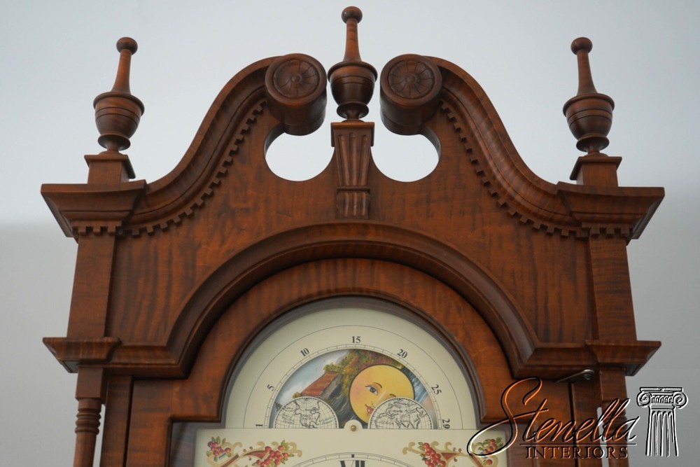 65029EC: Tiger Maple Chippendale Style Grandfather Clock
