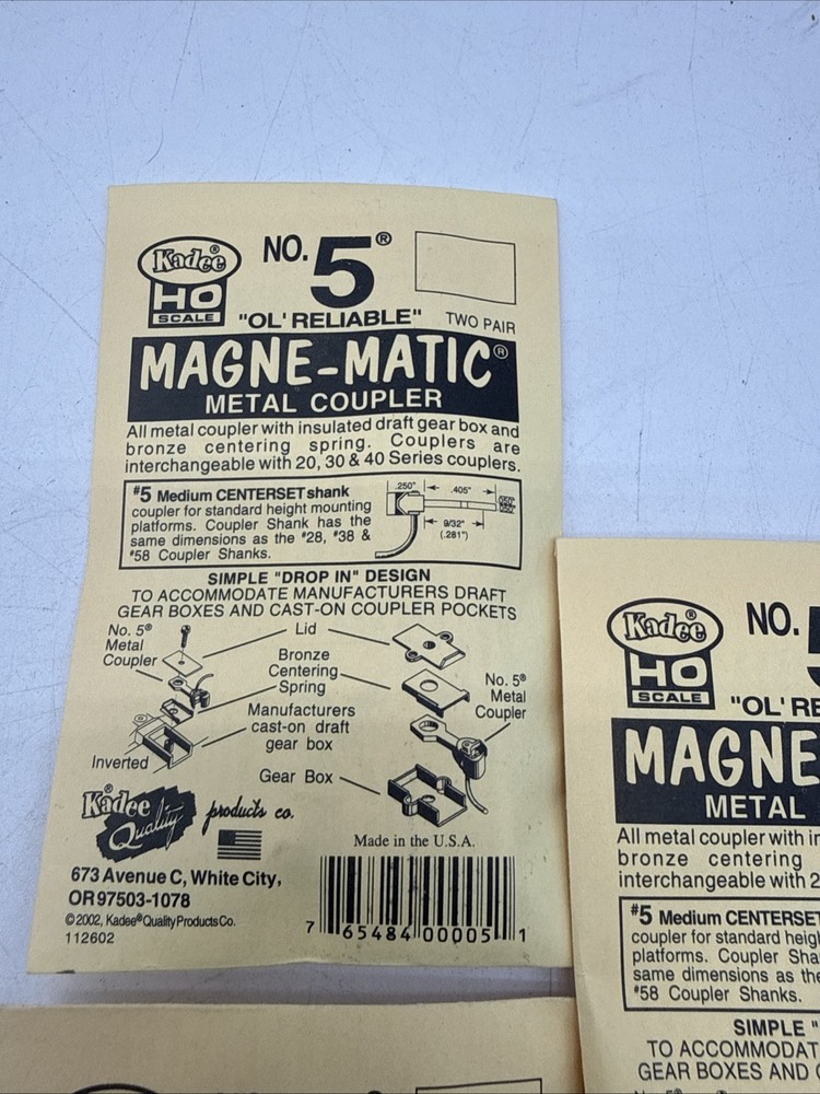 3 Packs KADEE #5 Magne-Matic Coupler 2 PAIR PER PACKAGE