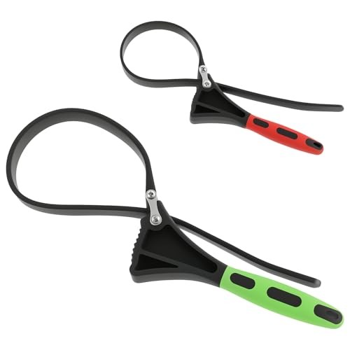 2 Pcs Adjustable Rubber Strap Wrench Set with Nonslip Handle Multifunctional