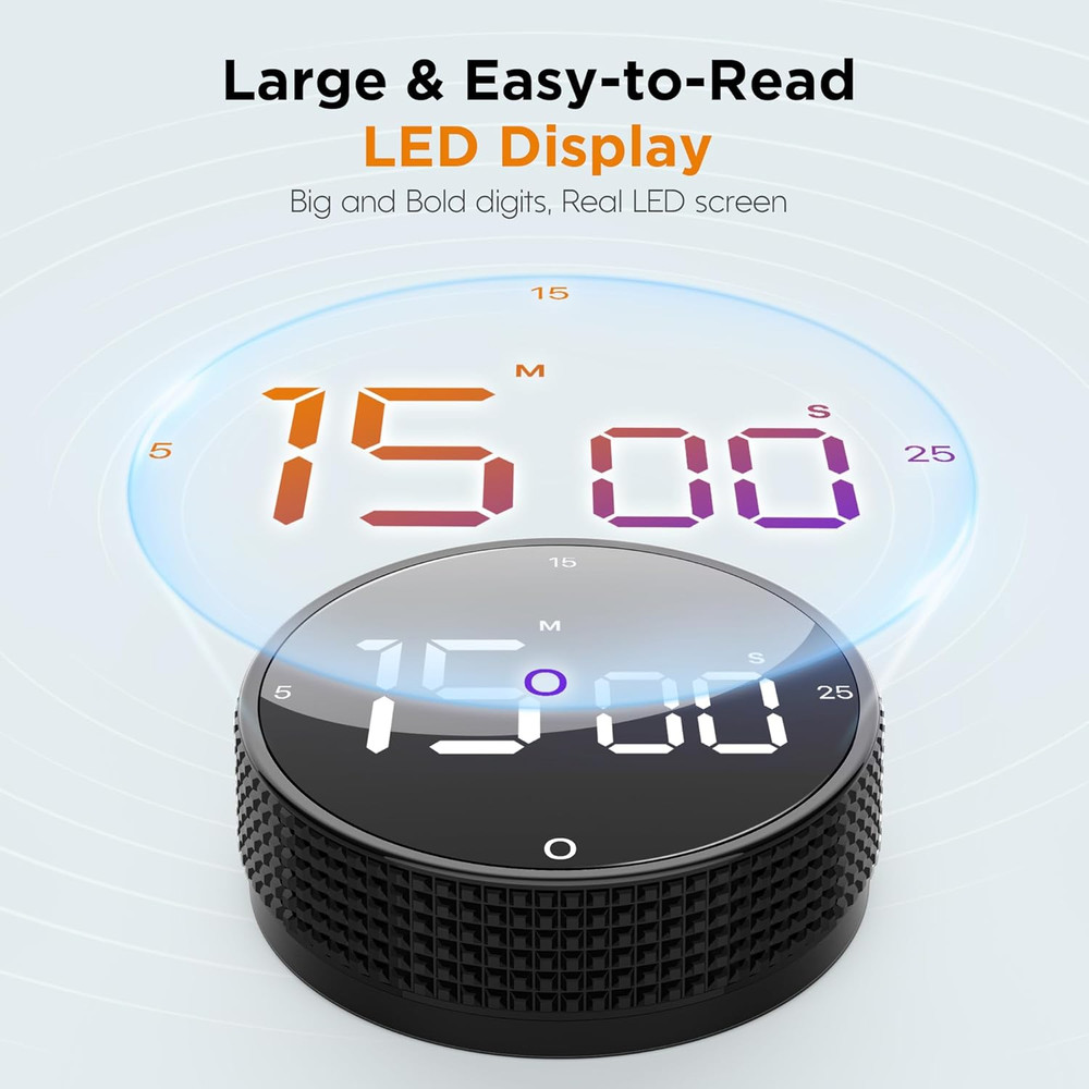 Upgrade Digital Kitchen Timer - Magnetic Countdown Countup Visual Pomodoro Timer