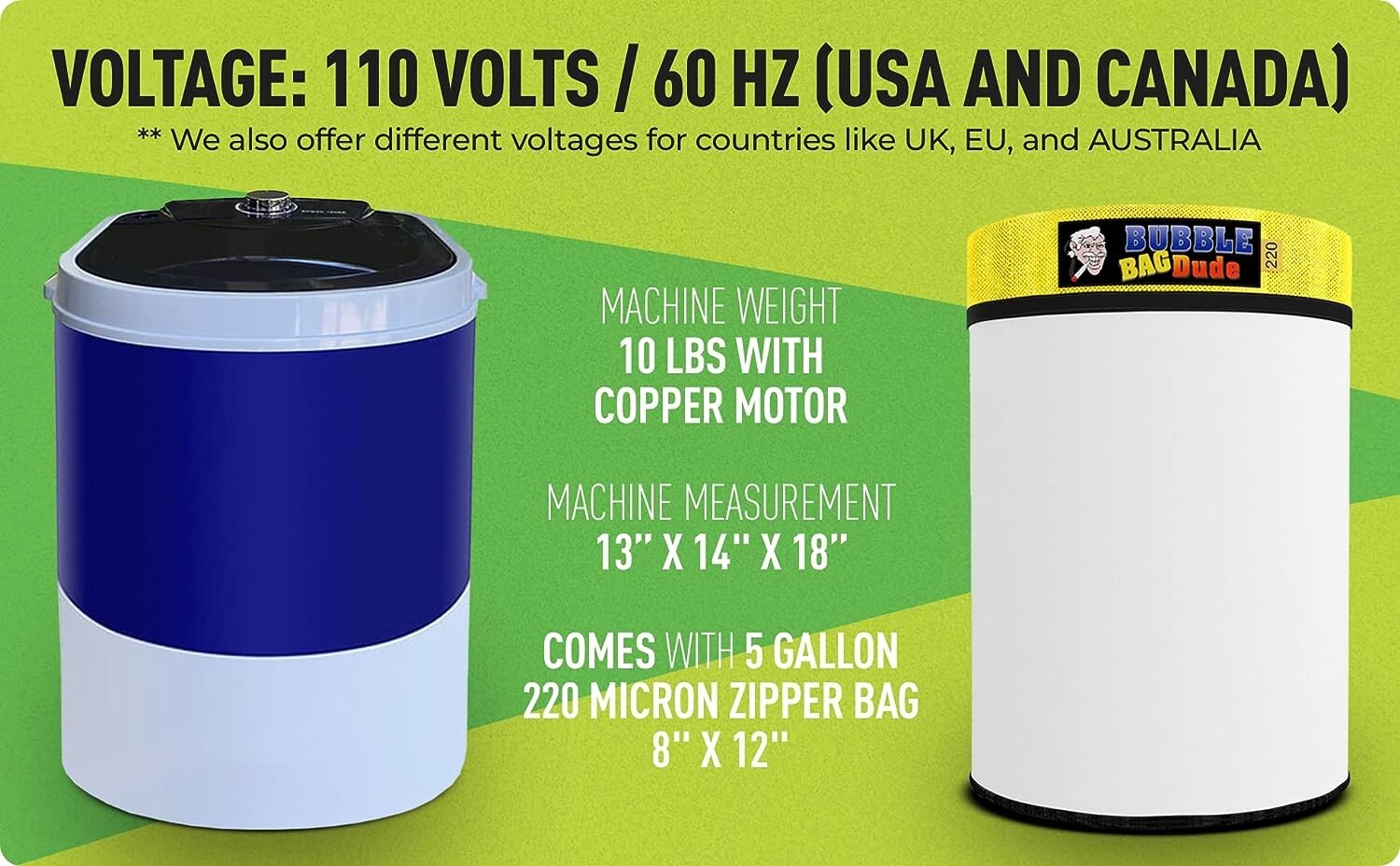 BUBBLEBAGDUDE Bubble Machine 5 Gallon with 5 Gallon Zipper Bag Bubble Hash Bags