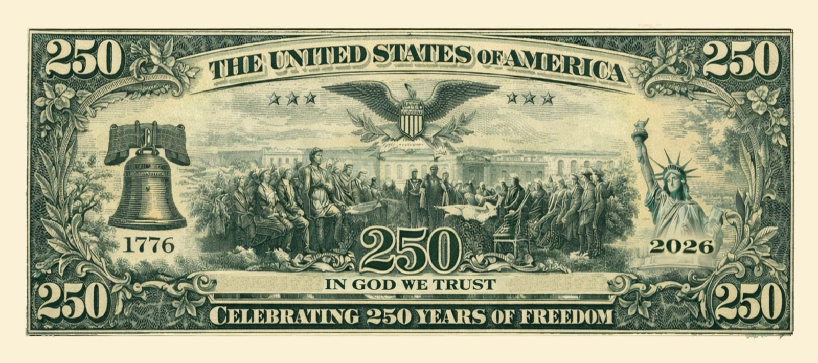 5 Pack America 250th Anniversary Dollar Bill Collectible Novelty Freedom Money