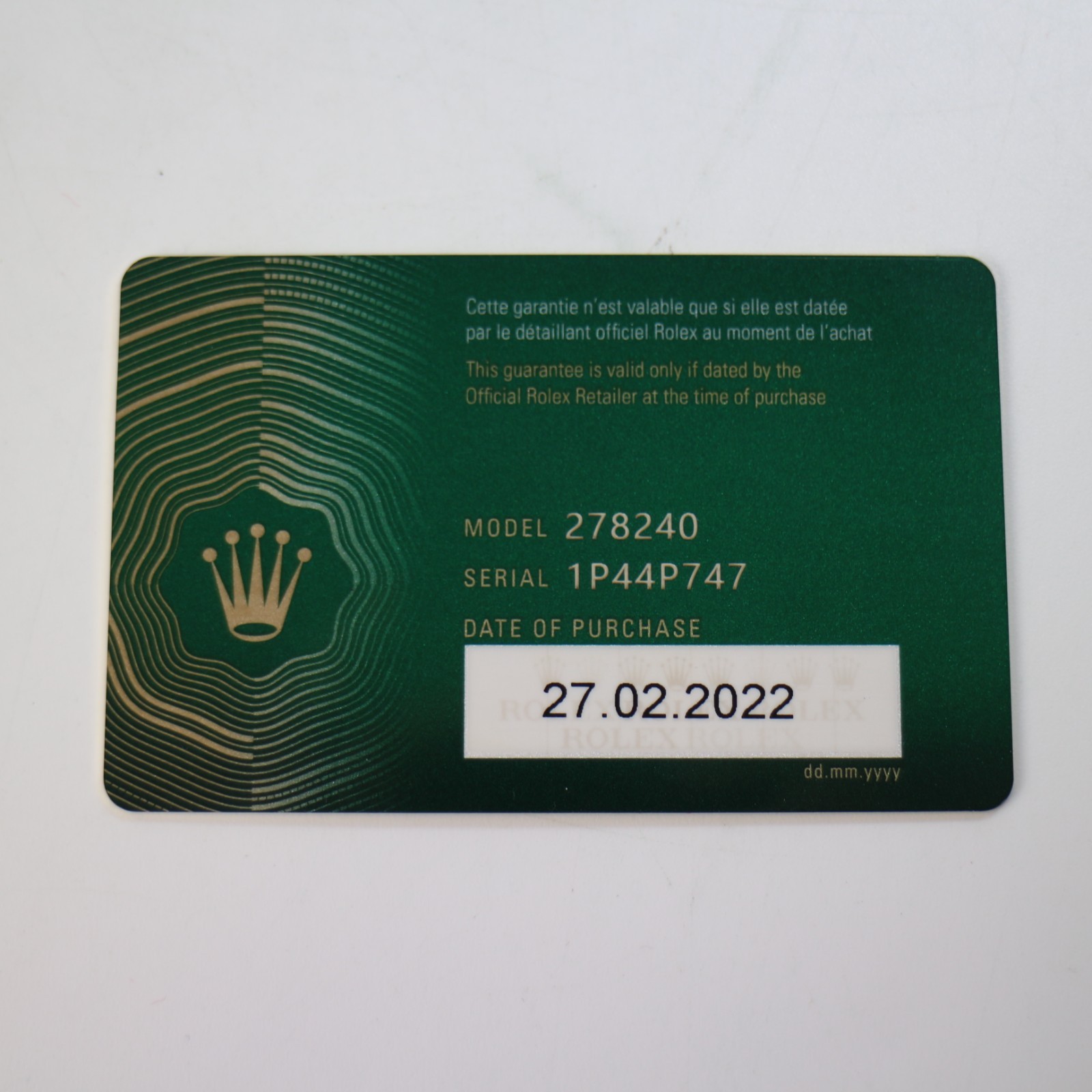 ROLEX 278240 Datejust Paper Genuine r80311001