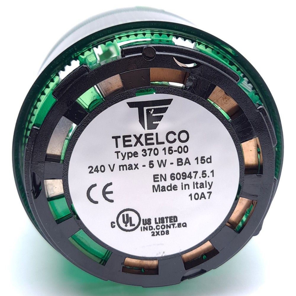 Texelco Type 370 15-00 Stack Light Module, Steady Green, ø70mm, 12-240V