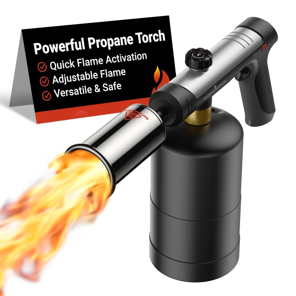 High-Performance Propane Torch with One-Touch Flame, Safety Lock, BBQ & Cooking