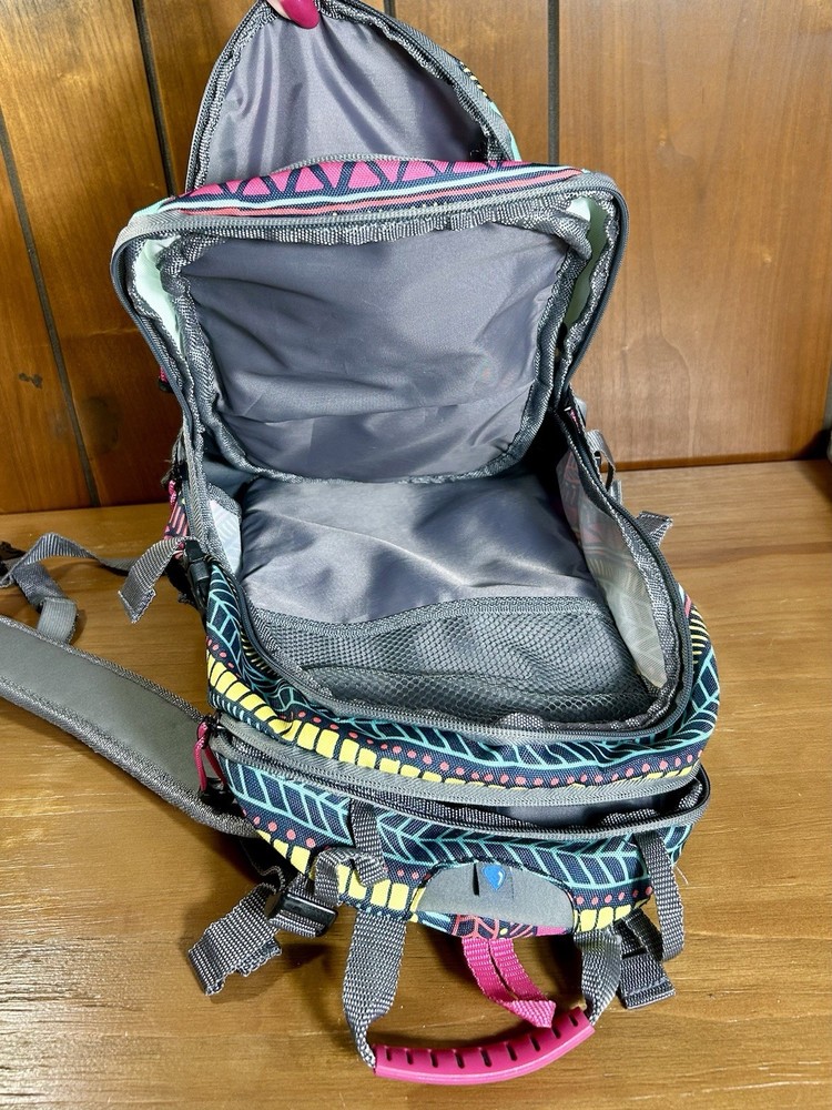 Coleman Hydration Backpack Multi Pocket Adjustable Straps Aqua And Gray