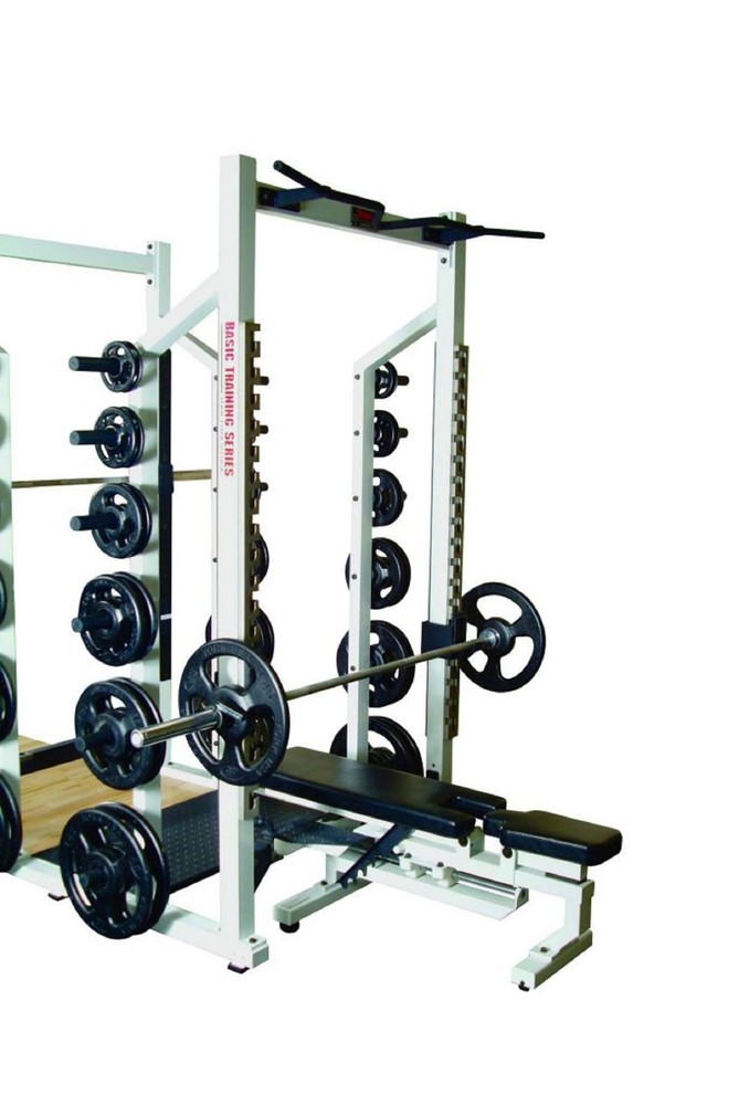 YORK STS Double Half Rack Silver w/ Pull-Up Bar Plate Storage