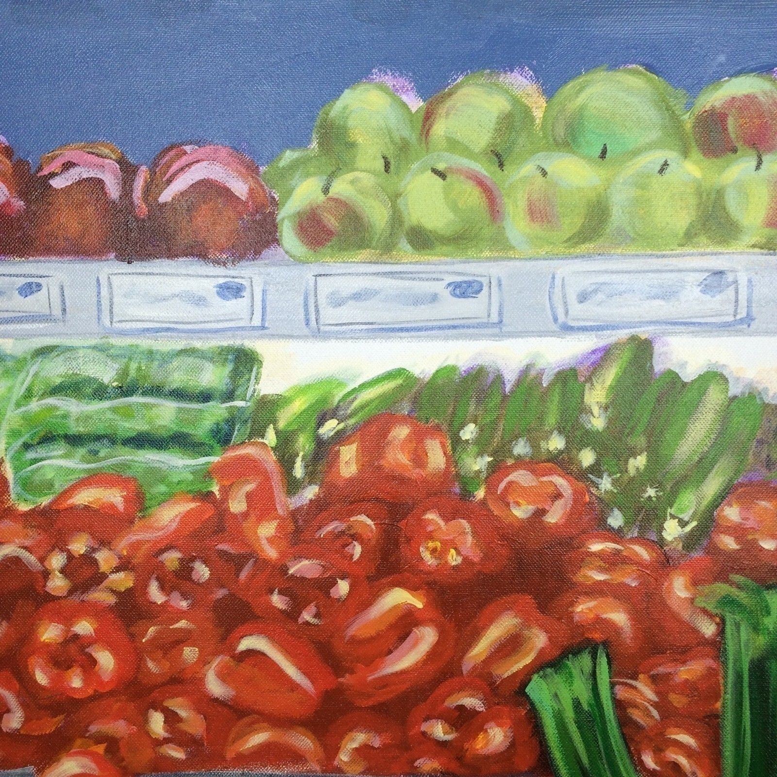 Art Fresh Vegetable Market Painting Original for Deli Restaurant 30x48