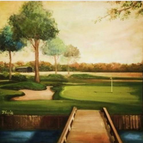 Florida Golf Oil Painting  24 x 24 in. Canvas Great Gift for Golfers
