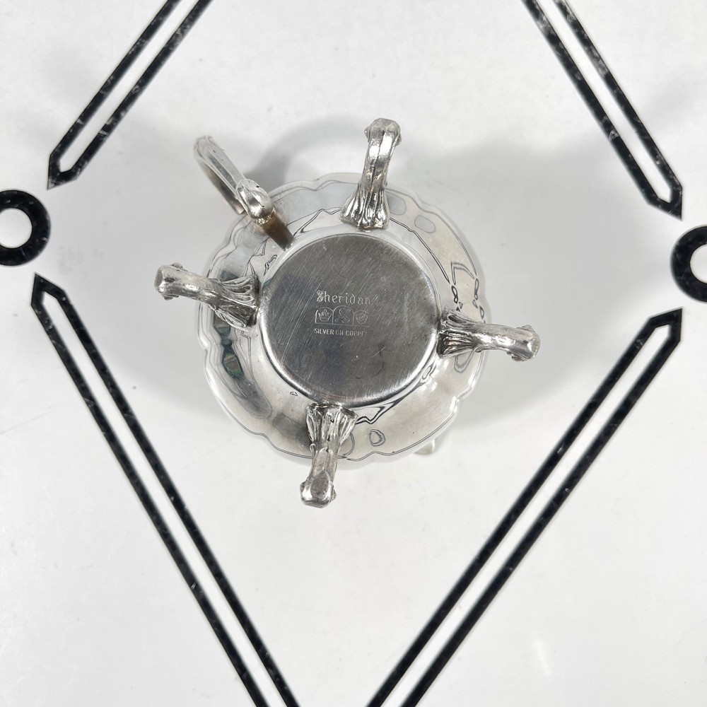 Sheridan Silver on Copper Footed Creamer Pitcher Etched Melon Design