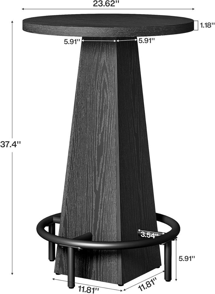 Round Bar Table, 37.4" High Round Pub Table for Small Bars, Dining Room, Kitchen