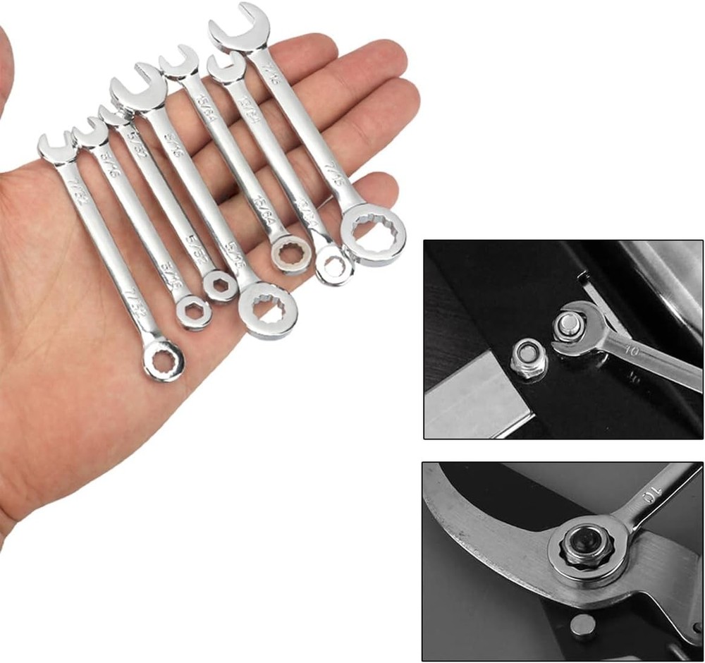 Mini Wrench Set Open End Combination Small Set, Silver