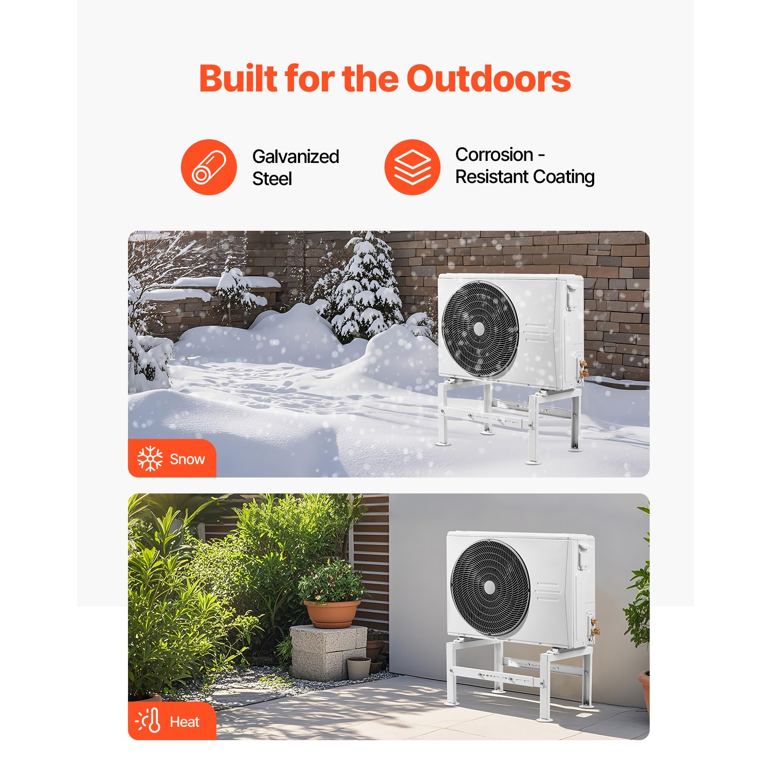 Mini Split Ground Stand Adjustable Anti Vibration for 9000-60000 BTU