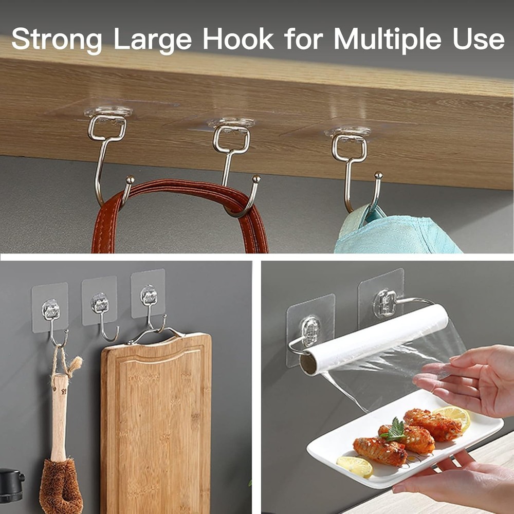 Versatile Waterproof Hooks - 10 Pack, Heavy Duty, Perfect for Kitchen & Bath
