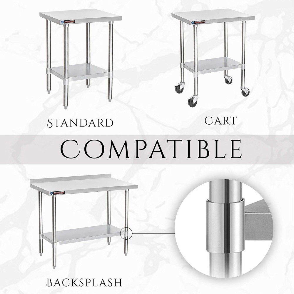 Galvanized Under Shelf for Work Tables Extra Adjustable Lower Shelf for 30''...