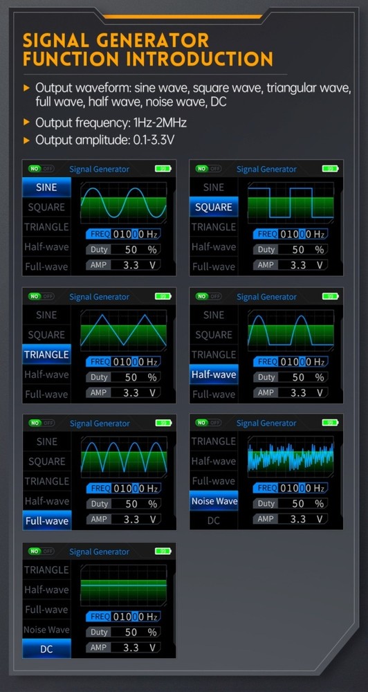 FNIRSI 2C23T Handheld Oscilloscope Digital Multimeter Function Signal Generator