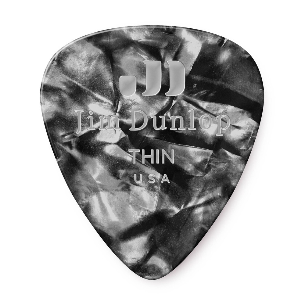 Dunlop Guitar Picks 24 Pack Celluloid Black Pearl Thin