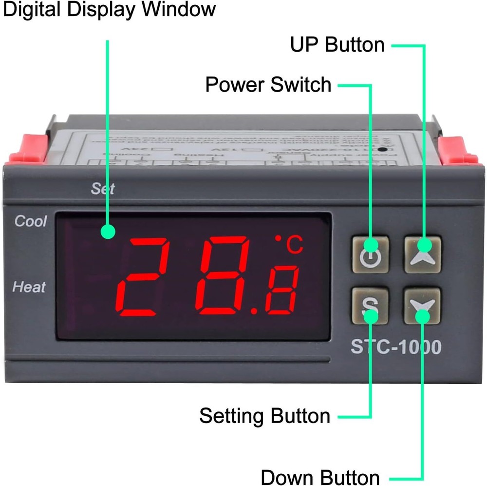 2Pcs Digital Temperature Controller STC-1000 Thermostat w/ NTC Sensor AC 110V