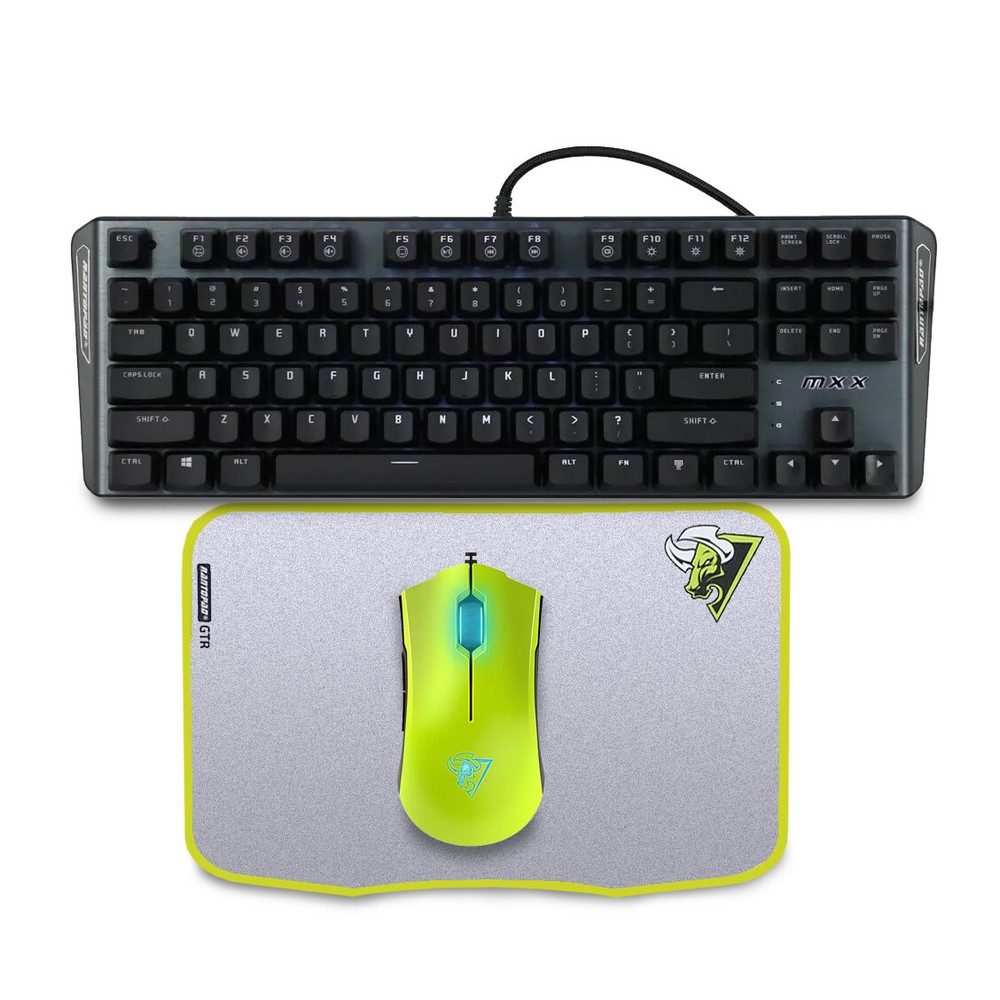 Rantopad Wired 87 Keys Gaming Mechanical Keyboard /Mouse/ Mousepad Bundle Yellow