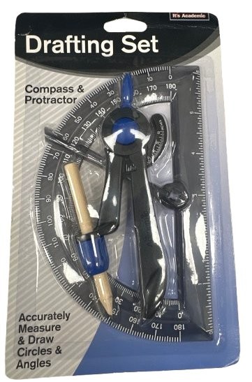 It’s Academic Drafting Set Compass & Protractor Ruler School Math Geometry Kit