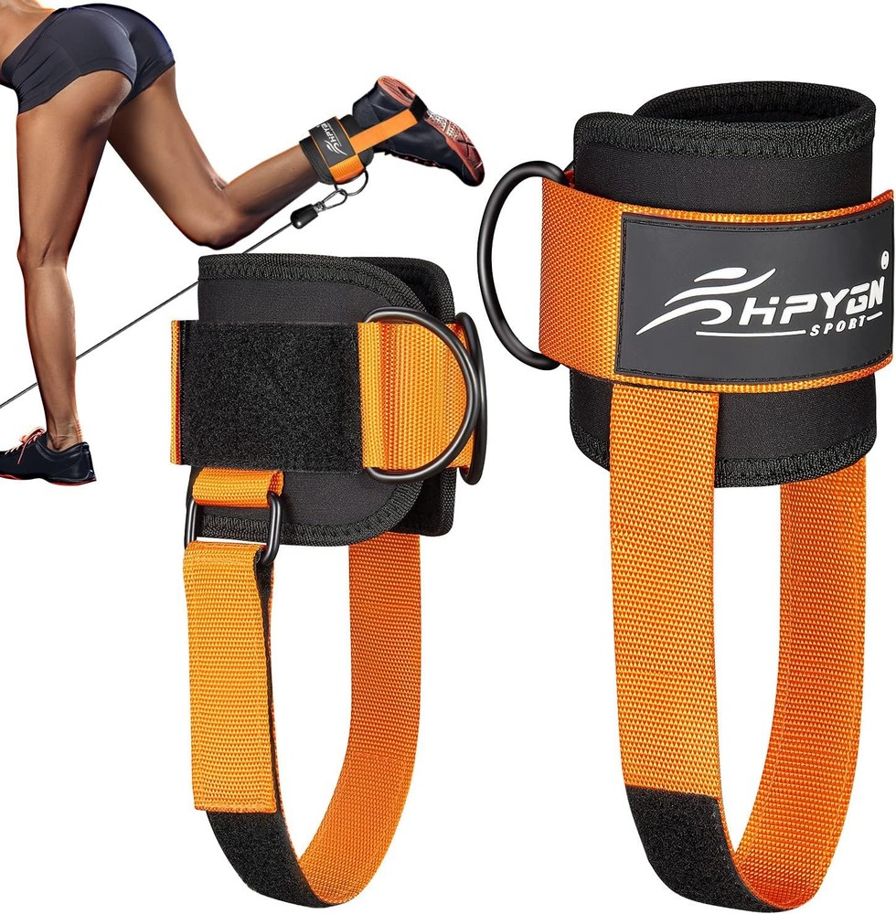 Ankle Strap for Cable Machine, Padded Straps 1Pair-Orange