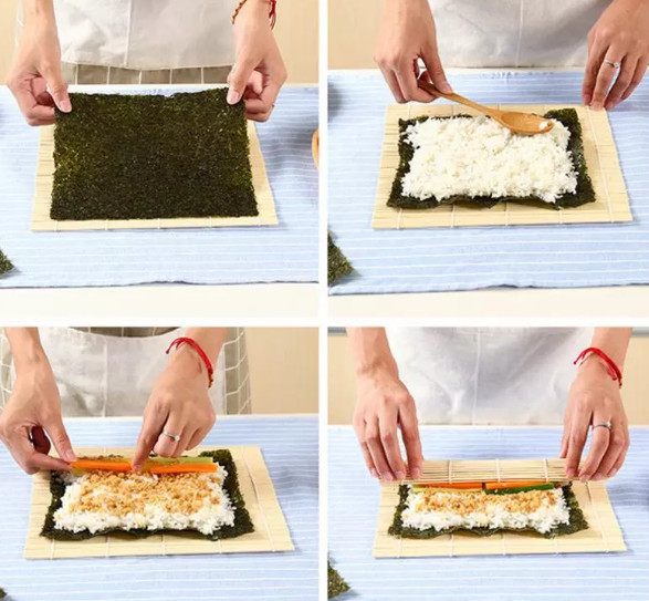 The Kitchen DIY Sushi Maker Rice Roll Gadgets Roller Bamboo Spoon Rolling