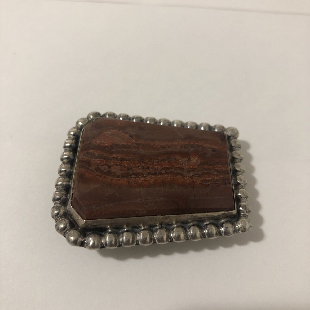 VINTAGE SIGNED BENNETT BOLO TIE Southern Rectangular Raddish Brown Jasper