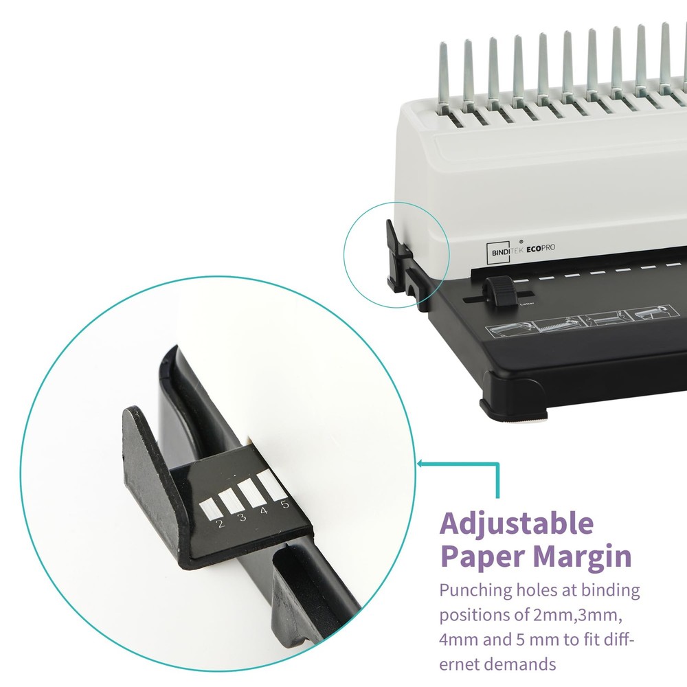 Binditek Binding Machine, 19-Hole, 450 Sheets, Comb Binder Machines with 100 PCS