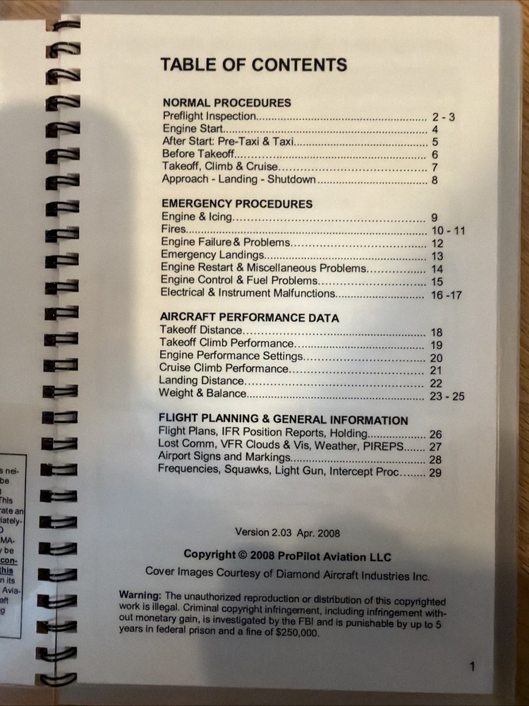 Propilot Checklist Diamond Da20-C1