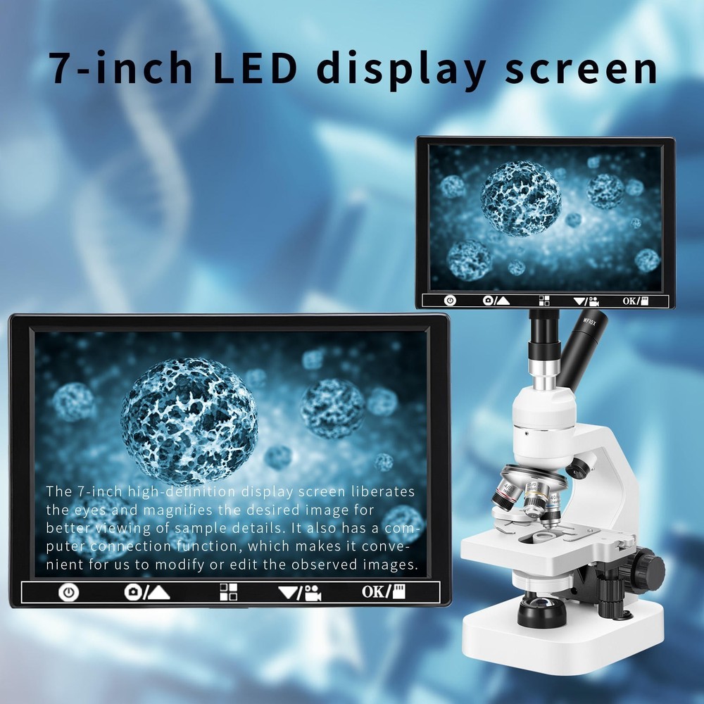 O MThree-eye digital biological microscope, 7-inch high-definition display, suit