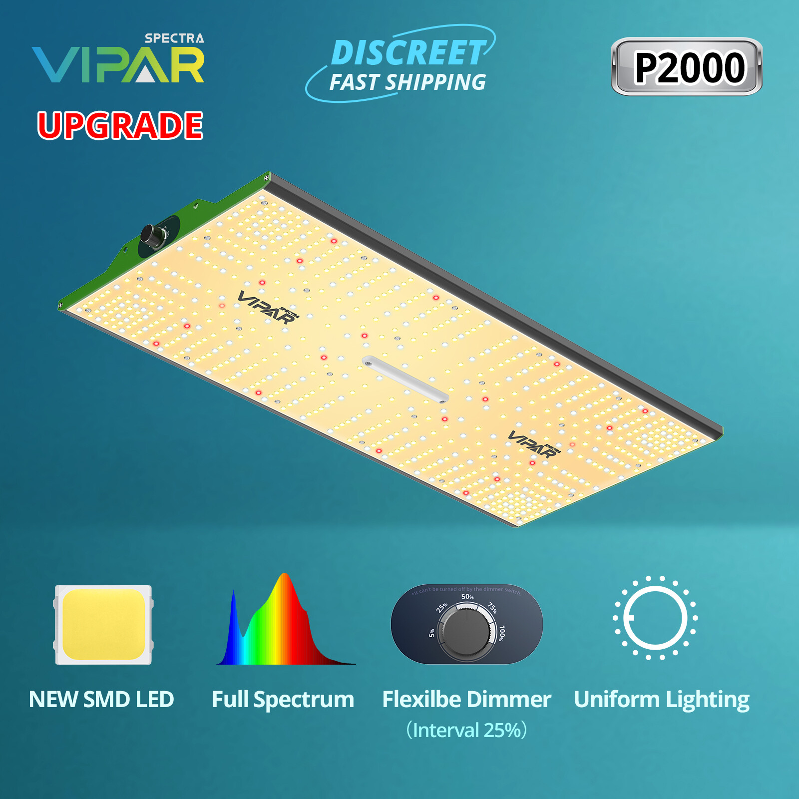 VIPARSPECTRA P2000 LED Grow Light Full Spectrum for Indoor Plants Veg Bloom IR