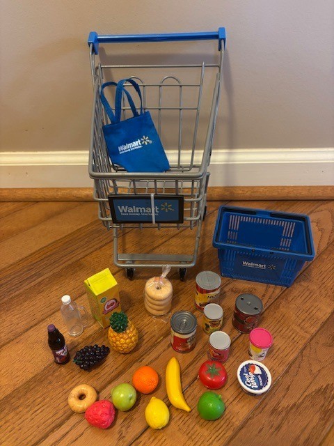 "My Life As" Walmart Mini Shopping Cart & Hand Basket with Mini Groceries