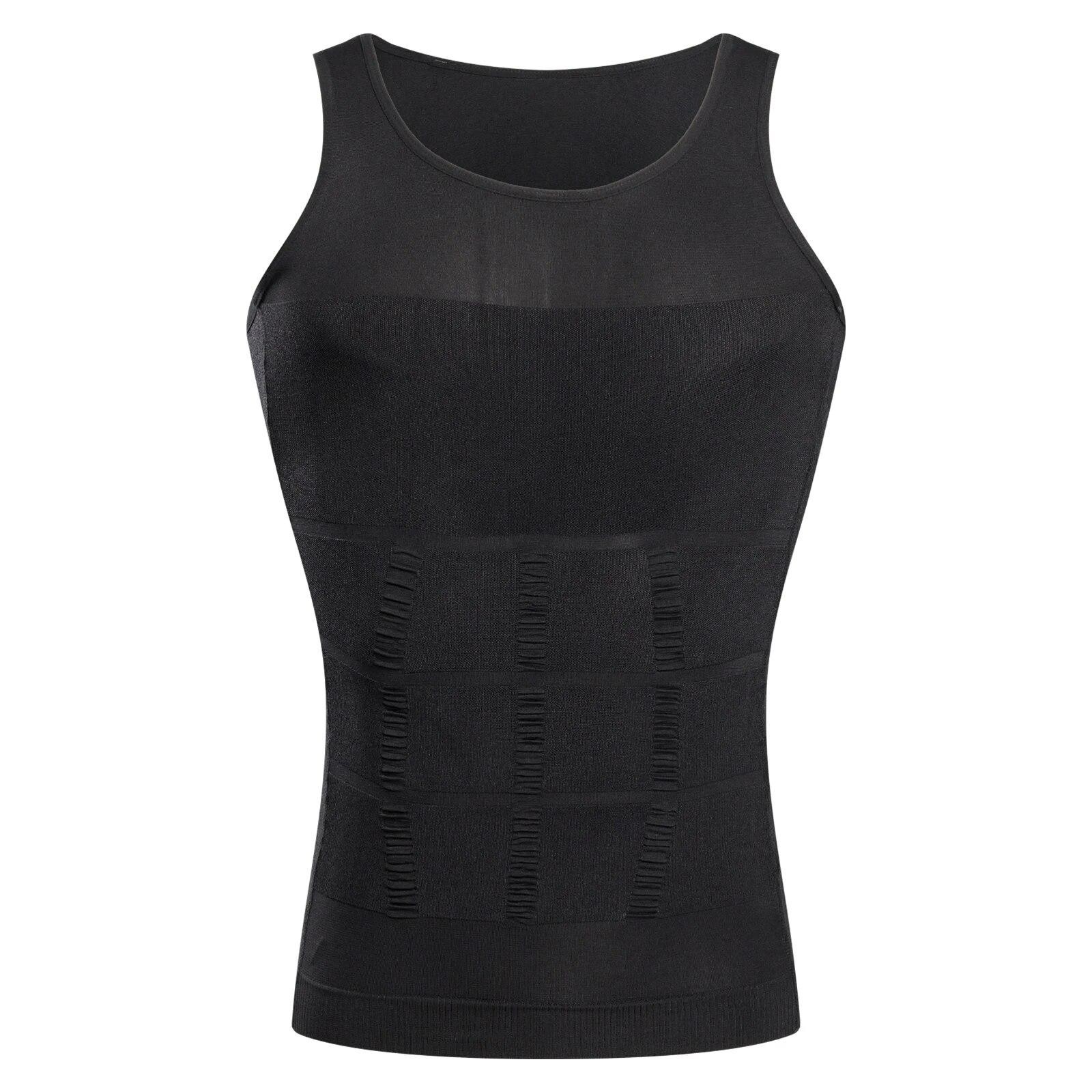 Mens Body Shaper Compression Vest Slimming Waist Trainer Tank Top