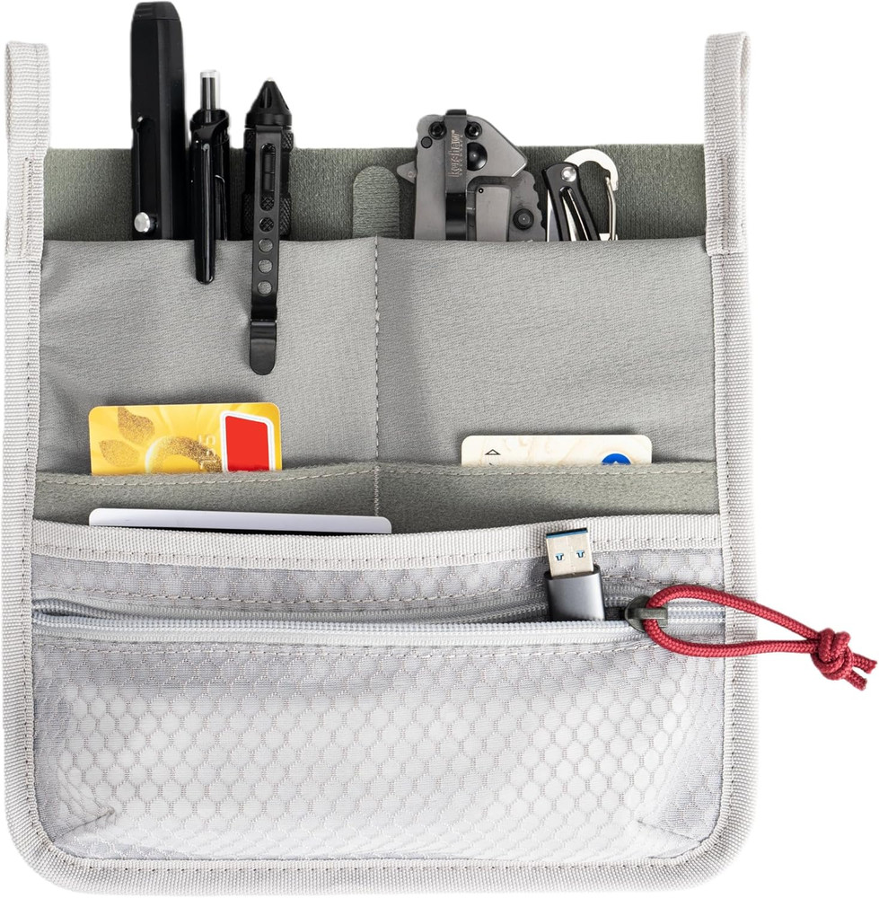 Multi Pocket Admin Organizer for Backpack, Hook and Loop Pouch Mesh Zipper Pouch