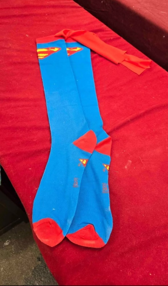Superman Socks With Capes,  Sizes 5 - 10