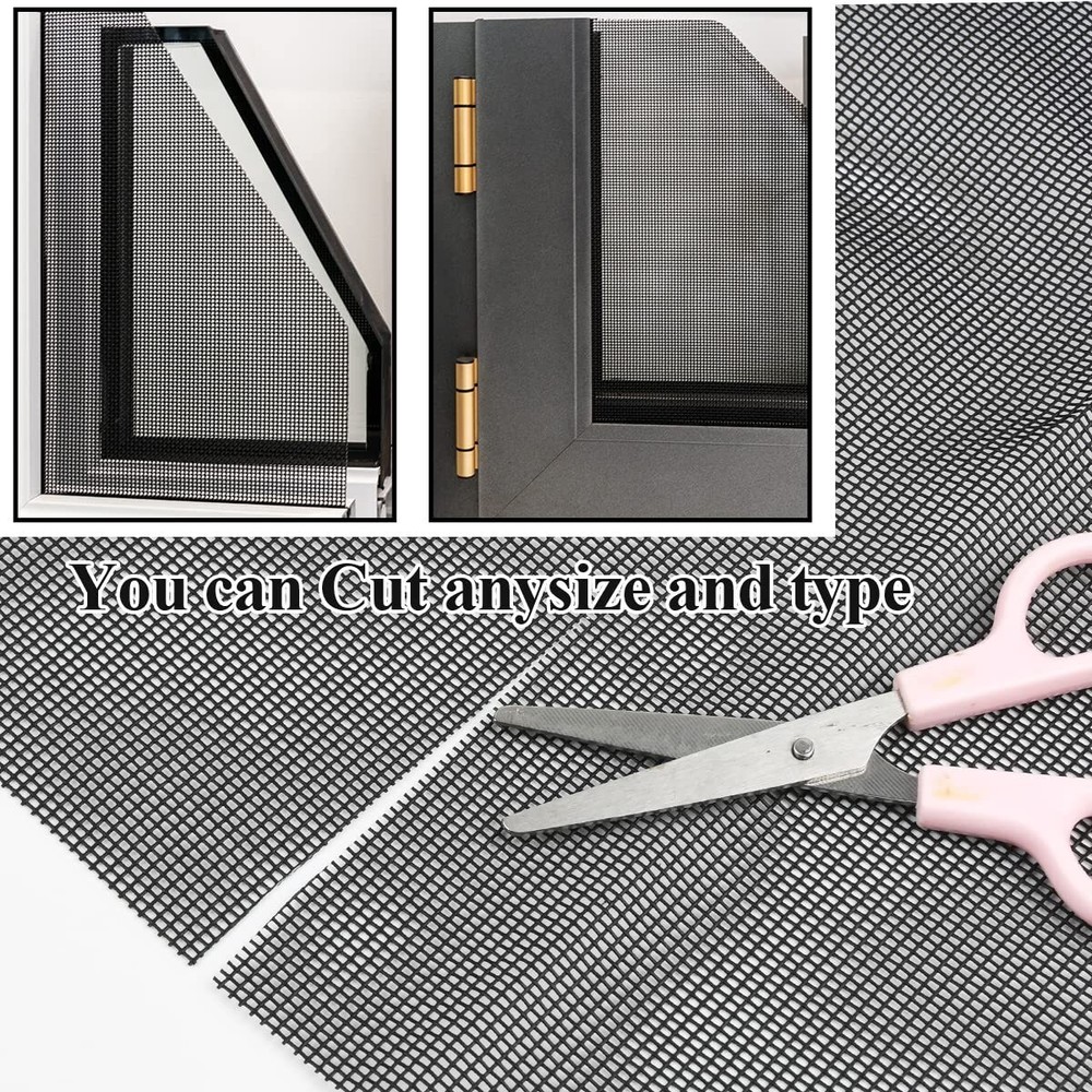 39x100" Pet Proof Window Screen Replacement Thicken Charcoal Mesh Scratch
