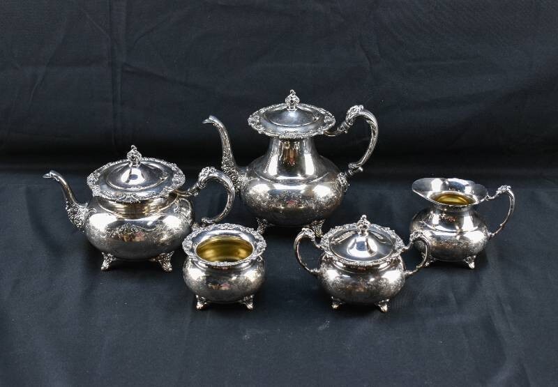 Vintage Silverplated Community Ascot Sheffield 5 PC Coffee and Tea Serving Set