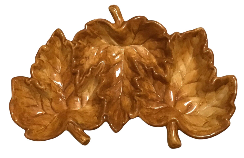 Harvest Collection 3 Section Leaf Serving Divided Serving Dish Fall Baum Bros
