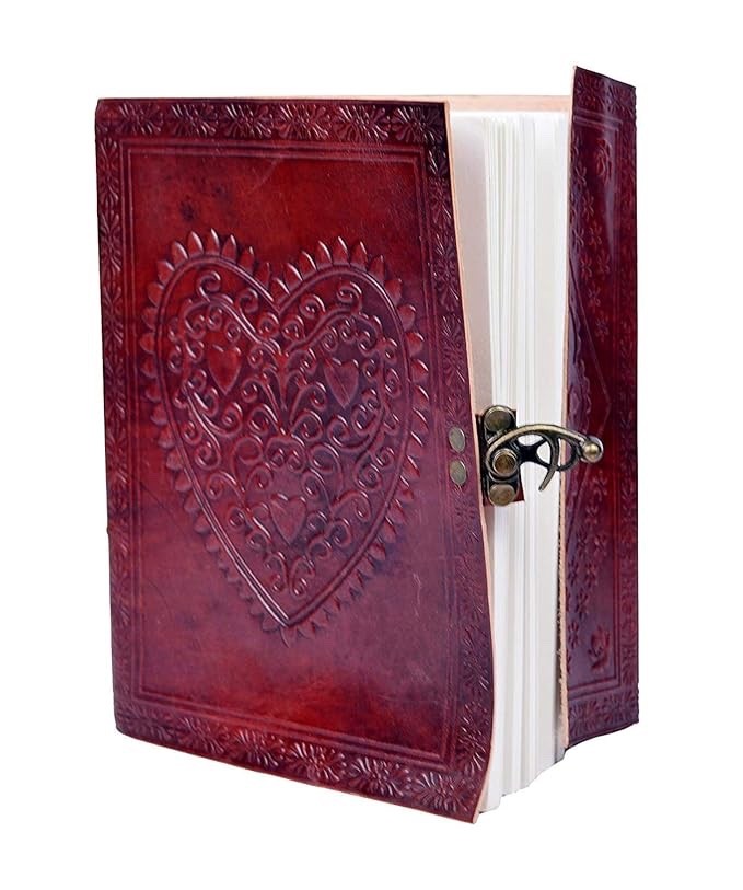 Handmade Leather Journal 8x6" Diary Notebook with Double Lock | 200 Lined Pages