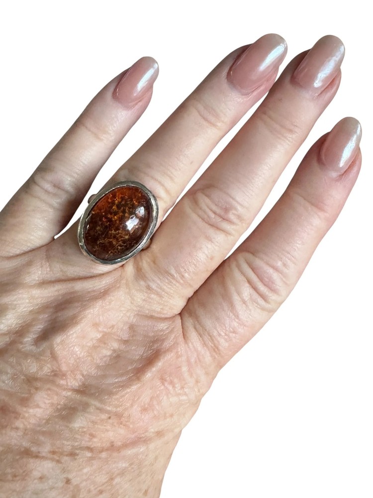 Baltic Amber Solid 925 Sterling Silver Ring 7.5
