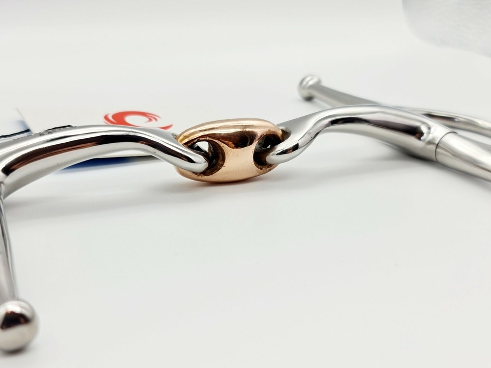 Full Cheek 14MM Stainless S Curved Snaffle Bit Copper Lozenge*SAME DAY DISPATCH*
