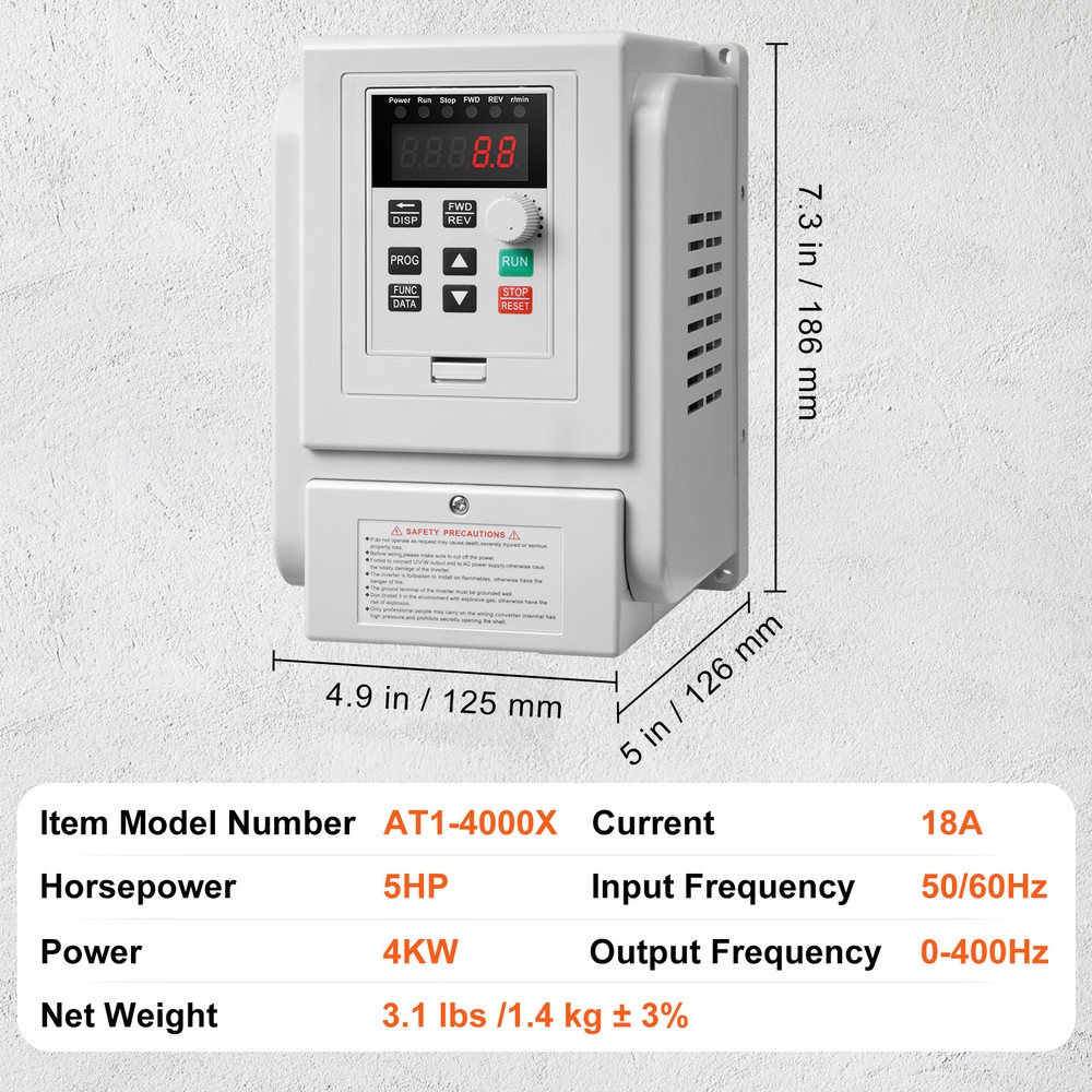 5HP 4KW 220V Variable Frequency Drive VFD for 3-Phase Motor Speed Control