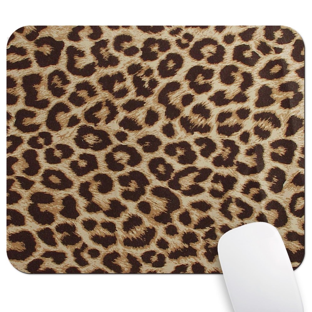 Retro Leopard Print Pattern Mouse Pad, Abstract Vintage Seamless Repeating De...