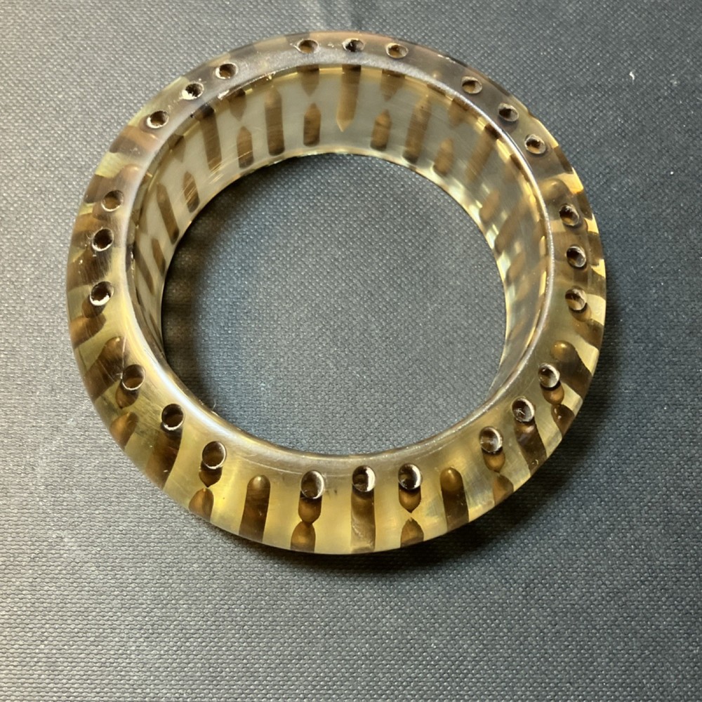 Lucite Clear Bangle Bracelet with Drilled Dot Pattern Translucent (heavy)