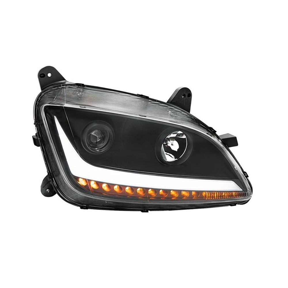 LED Position Headlight w/ Sequential Signal f Peterbilt 579/587-Black-Passenger