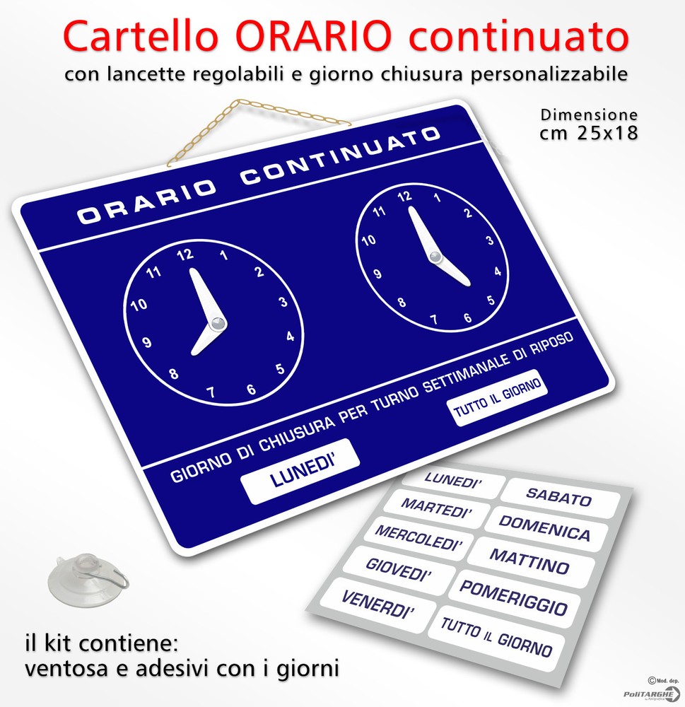Continuous Adjustable Shop Opening Time Sign Blue