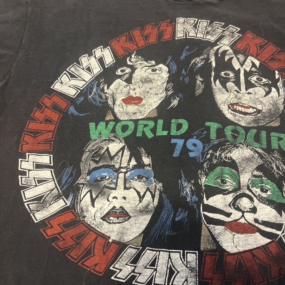 Vintage Kiss Shirt 1979 World Tour Size Small Medium Killer Fade Distressing