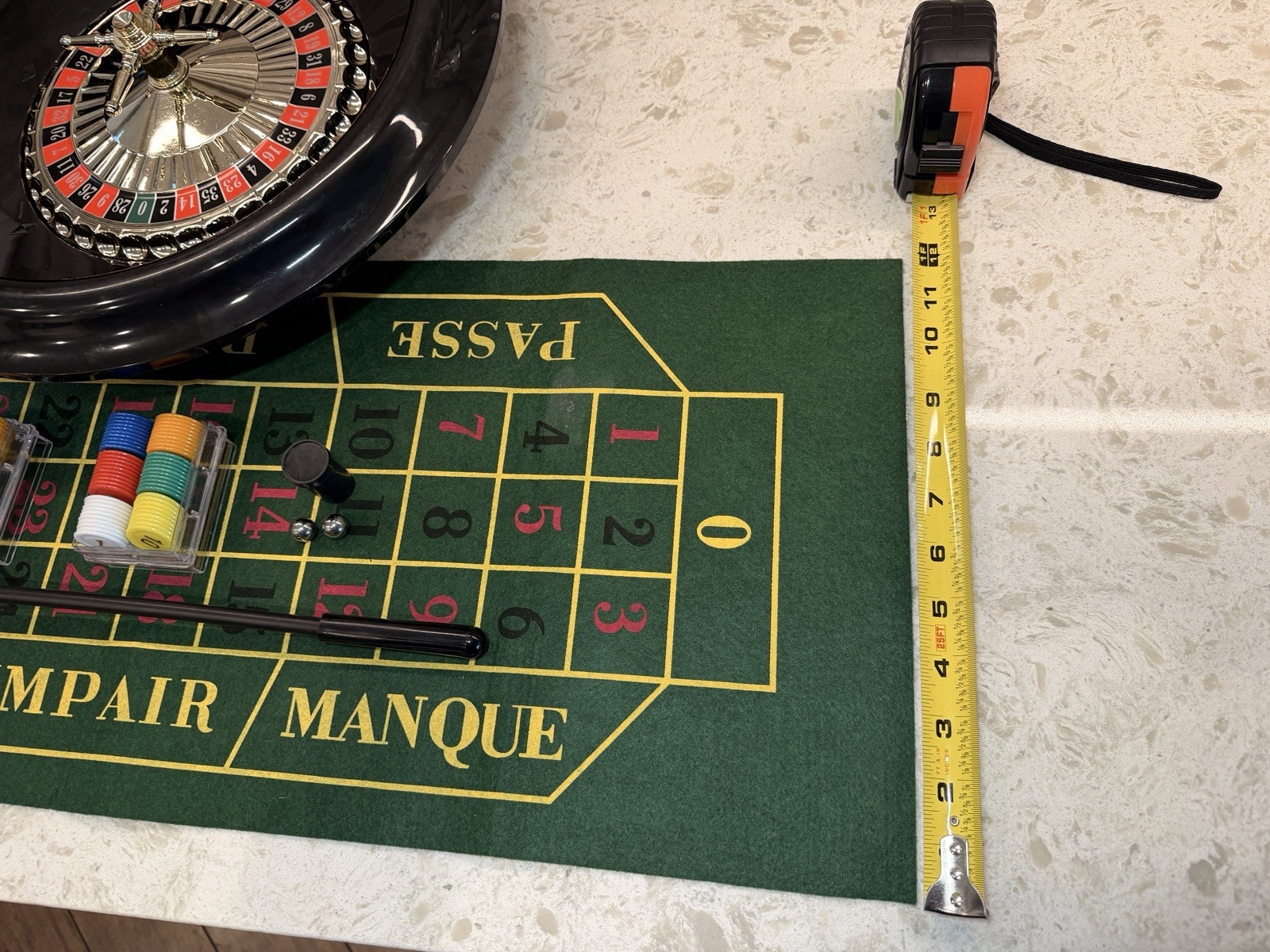 16 Inch Roulette Wheel Game Set with Game Layout, Mini Chips, Rake